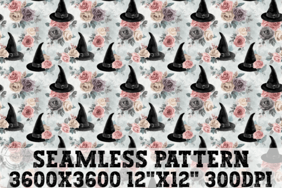 Download Witches Hats &amp; Flowers Seamless Pattern - Witches hats Collection