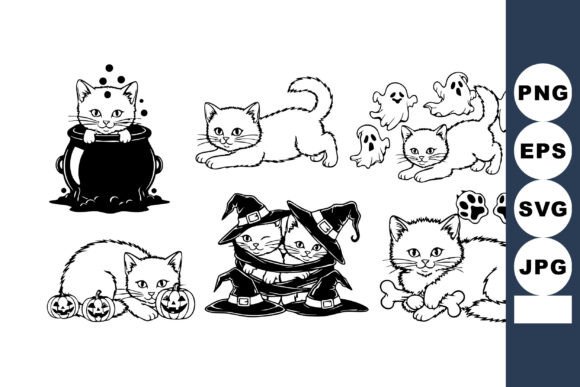Download Halloween Cats with Witches Hats Ghosts - Witches hats Collection