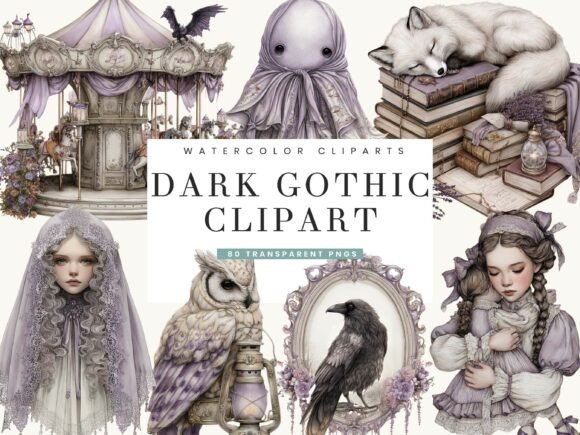 Download Watercolor Dark Gothic Clipart Bundle - Gothic clipart Collection