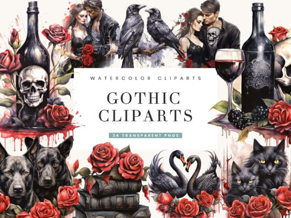 Download Watercolor Gothic Clipart Bundle - Gothic clipart Collection