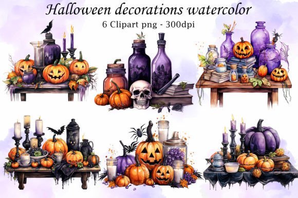 Download Halloween Decorations Watercolor - Halloween decorations Collection